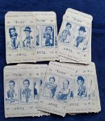 Cigarette cards, Carreras Turf uncut slides, Famous Film Stars, doubles (set 25 cards, 2 pictures