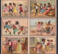 Trade cards, Liebig, Scenes with Negroes II, ref. S313, French edition (set, 6 cards) (gd)