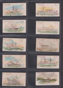 Cigarette cards, Japan, Kimura, Japanese Warships, 17 different cards, brown back (8) and purple