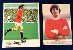 Football autographs, George Best, Manchester United & Northern Ireland, two items both with original