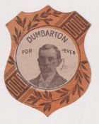 Trade card, W.N. Sharpe, 'Play Up Football Cards', shield shaped card, 'Dumbarton For Ever' with '
