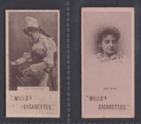Cigarette cards, Wills, Actresses & Celebrities (Wills's Export Manufacturers Back), two cards, Miss