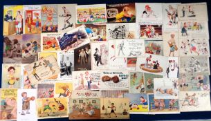 Boxing postcards, a collection of approx. 50 artist drawn boxing postcards, mostly comic, various