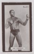 Cigarette card, Hudden's, Famous Boxers, type card, no 25, Jim Johnson (very slight trim to bottom