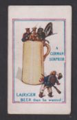 Cigarette card, W. Wilson, Army Pictures, Cartoons etc, type card, 'A German Surprise, Larger Beer