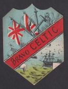 Trade card, W.N. Sharpe, 'Play Up Football Cards', shield shaped card, 'Bravo Celtic' (vg) (1)