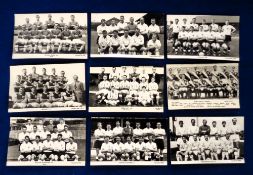 Trade cards, The Collectors Club, a collection of nine b/w photographic teamgroup cards, early