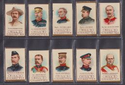 Cigarette cards, Hill's, Boer War Generals - Campaigners (set, 12 cards) thick cards with plain