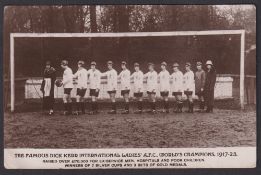 Football postcard, The Famous Dick Kerr Ladies A.F.C. World's Champions 1917-25, b/w photographic