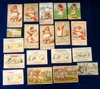 Trade cards, USA, Baseball, a collection of 19 comic baseball cards, mixed shapes & sizes, various