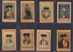 Trade cards, Spain, Matadors, various issuers, 85 cards all with same style fronts but with mixed