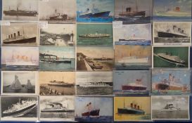 Postcards, Shipping, a selection of 43 cards, mainly liners, with a few paddle steamers inc. RP of