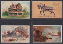 Cigarette cards, USA, Duke's, four 'X' size type cards, Habitations of Man 'American Cottage