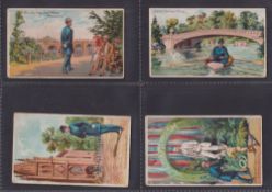 Cigarette cards, USA, Buchner, American Scenes with a Policeman, 'X' size, four cards, 'Bridge,