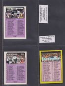 Trade cards, A&BC Gum Football, 3 unmarked Scottish checklists, 1971/72 Purple backs (2, 1-115 &