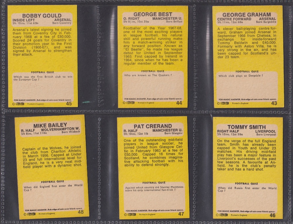 Trade cards, A&BC Gum, Footballers Yellow backs 1968 1st & 2nd series (Set 101 cards including 2 - Image 2 of 4