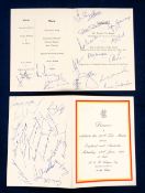 Cricket autographs, Australian Touring Teams, two MCC, 4 page Dinner Menu cards, one dated 22 June