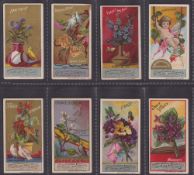 Cigarette cards, USA, Lone Jack Cigarettes, Language of Flowers, 8 cards, Amethyst, Bridal Rose,