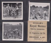 Cigarette cards Brigham's Tobacco Growing in Hampshire (set 3 cards) plus envelope wrapper (gd)