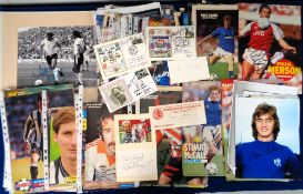 Football autographs, a collection of approx. 200 signed items 1960-1990's on magazine pages, album
