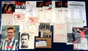 Manchester United, selection of items inc. two official token sheets 1959/60 & 1974/5, two single