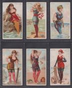 Cigarette cards, USA, Kinney, Surf Beauties, six cards, Atlantic City, Cohasset, Livorno, Long