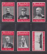 Trade cards, Teasdale, Great War Series, six cards, nos 3, 4, 5, 16, 18 & 23 (gd) (6)