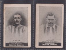 Cigarette cards, Cohen Weenen & Co, Heroes of Sport, Footballers, two cards, A. Brady & H. Davis,