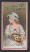 Cigarette card, Wills, Advertisement Card (Showcard type), Beauty with basket of Wills products with
