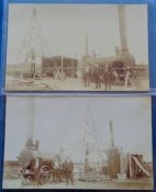Postcards, 2 RPs showing the sinking of an artesian well in the Newmarket area, with impressive