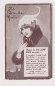 Cigarette card, Singleton & Cole, Manikin Cards, type card 'The December Girlie', 'M' size (slight