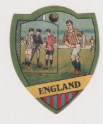 Trade card, J. Baines, Shield shaped football card 'England' with two inset images (gd) (1)