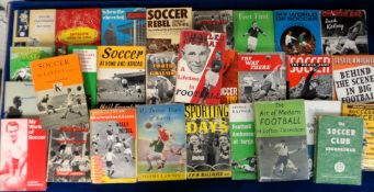 Football books, a collection of 28 hard back books all with dust jackets, mostly 1950/60's inc.