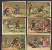 Trade cards, Liebig, Hunting Scenes with Children, ref. S111, French edition (set, 6 cards) (gd)
