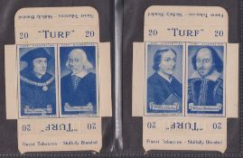 Cigarette cards, Carreras Turf uncut slides, Celebrities of British History, doubles (set 25