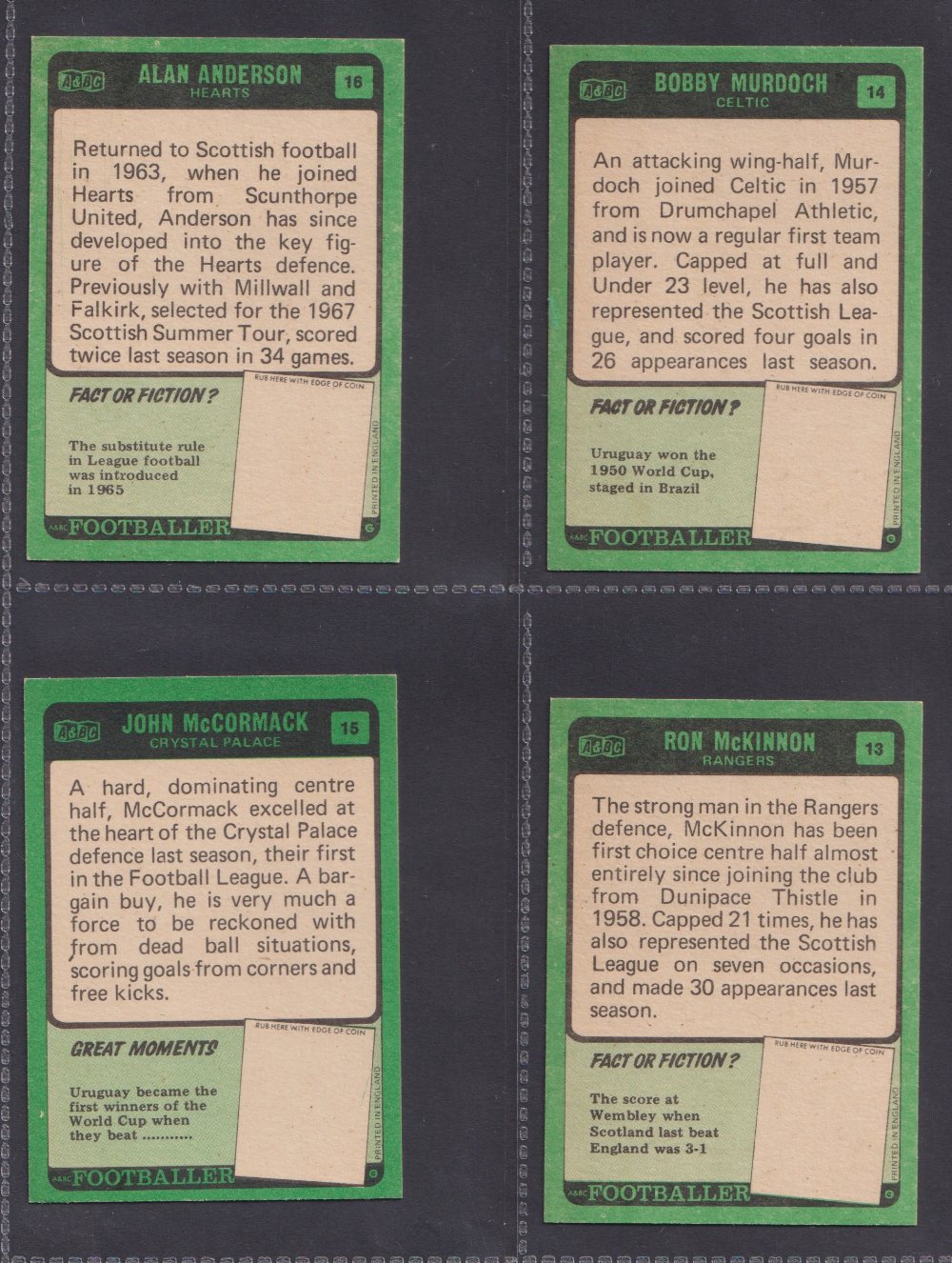 Trade cards, A&BC Gum, Footballers Green back, Scottish 1970 1st series (set 85 cards) including - Image 4 of 6