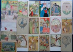 Postcards, Rie Cramer, a collection of approx. 200 Art Deco cards. Subjects include children,