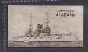 Cigarette card, Australia, De Beer, Admirals & Warships of the U.S.A., type card, Battleship Alabama