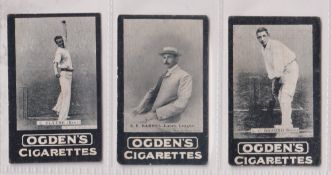 Cigarette cards, Ogden's, Australian Tabs issue, English Cricketers, three cards, no 3 L.C.