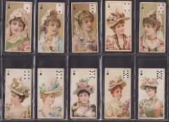Cigarette cards, Wills Beauties Playing card insets (brown scroll backs) (set 52 cards) 3 cards;