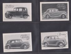 Trade cards, Austin Motor Co, Famous Austin Cars (set 13 cards) (usual variance in size, otherwise