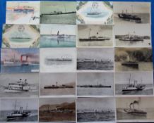 Postcards, Shipping, a paddle steamer collection of 42 cards, with 35 RPs inc. PS Caledonia, Bristol