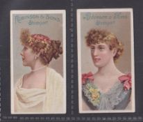 Cigarette cards, E. Robinson & Sons, Beauties (10 Brands), two cards, both 'Gold Flake Honeydew'