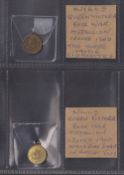 Cigarette cards, Wills Boer War Medallions, 2 small circular metallic medallions, both featuring