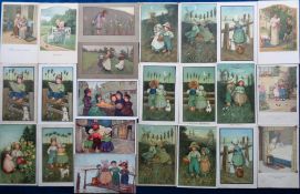 Postcards, Children, 65+ cards by Pauli Ebner, IMJ and Barham. Romance, families, nurseries, Dutch