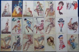 Postcards, Art Deco, a collection of 60+ cards to comprise Busi, Nanni and Usabal to include Easter,