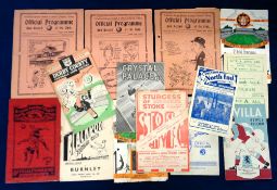 Football programmes, a selection of 15, 1930's/40's programmes inc. Arsenal v Bolton 1930-31,