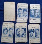 Cigarette cards, Carreras Turf uncut slides, Film Favourites, doubles (set 25 cards, 2 pictures