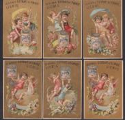 Trade cards, Liebig, Angels on Clouds, ref. S106, French edition (set, 6 cards) (some slight toning,
