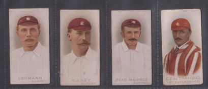 Cigarette cards, Wills Cricketers 1896, 4 cards Lohmann, K J Key, Read, De Trafford ('Read' grubby